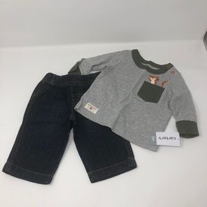 Carter's Boys' 2 Piece Pocket Tee and Denim Pants